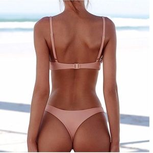 Pink/Nude Minimalism Brazilian Bikini Set